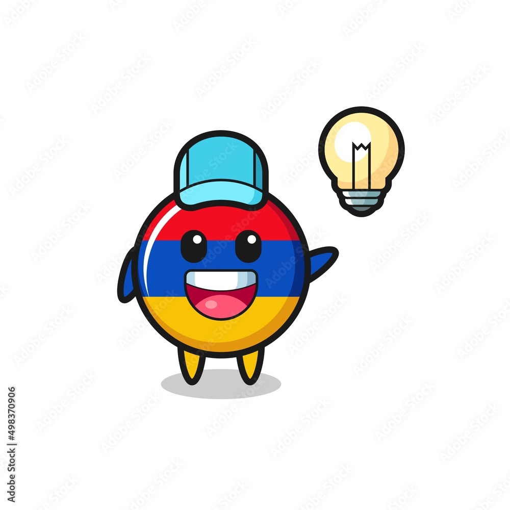Fototapeta premium armenia flag character cartoon getting the idea