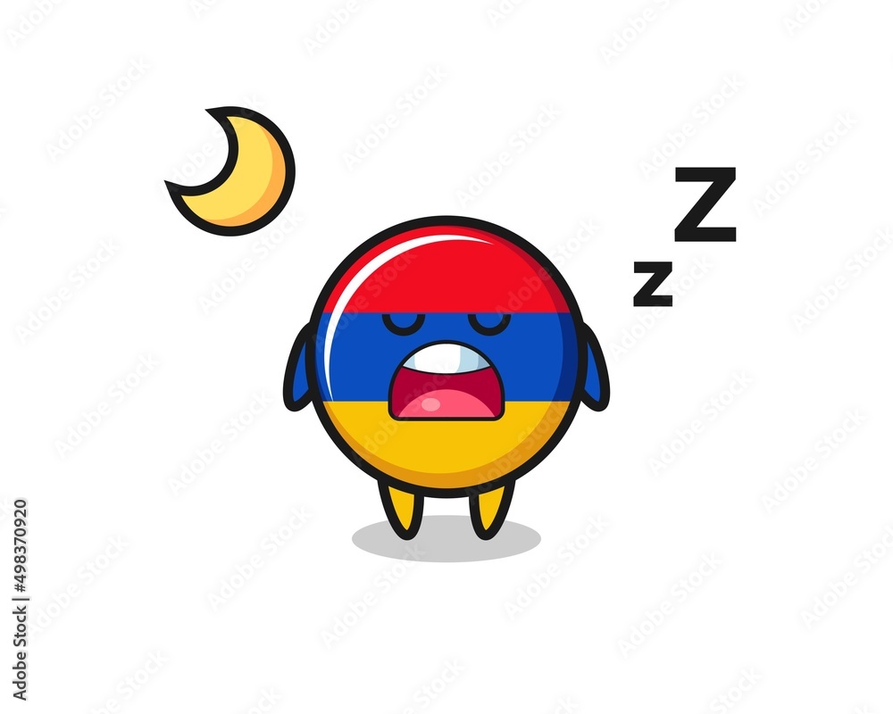 Naklejka premium armenia flag character illustration sleeping at night