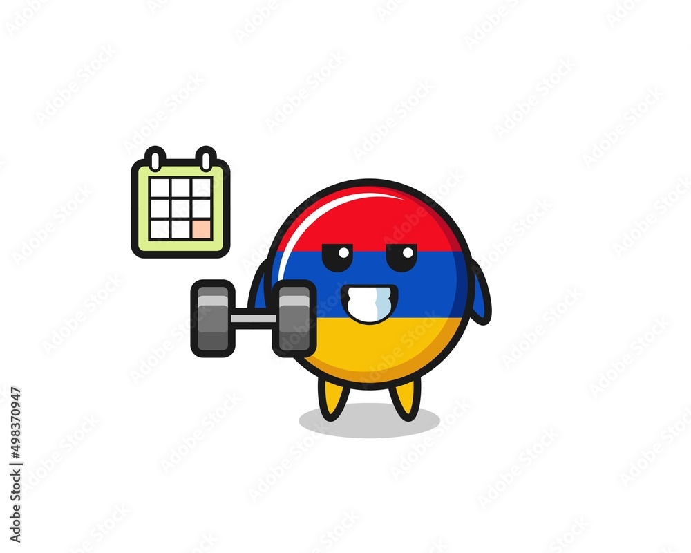 armenia flag mascot cartoon doing fitness with dumbbell armenia flag mascot cartoon doing fitness with dumbbell
