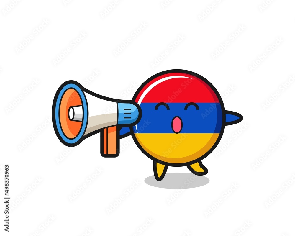 Fototapeta premium armenia flag character illustration holding a megaphone