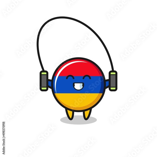 armenia flag character cartoon with skipping rope