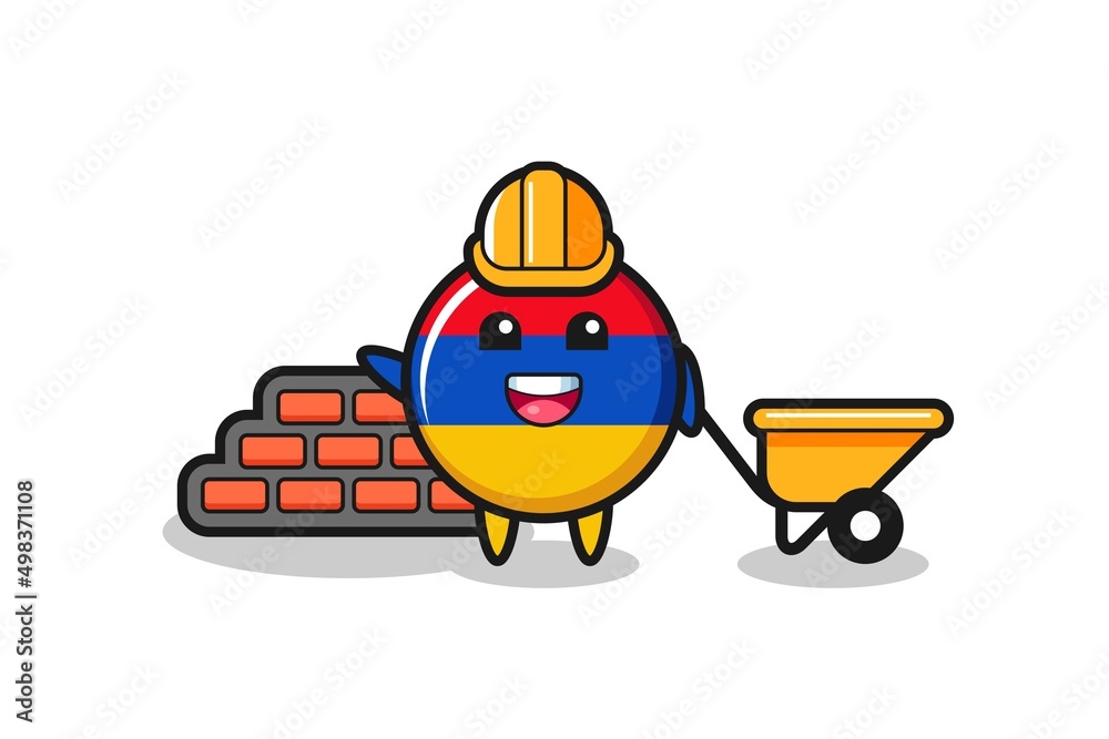 Cartoon character of armenia flag as a builder Cartoon character of armenia flag as a builder