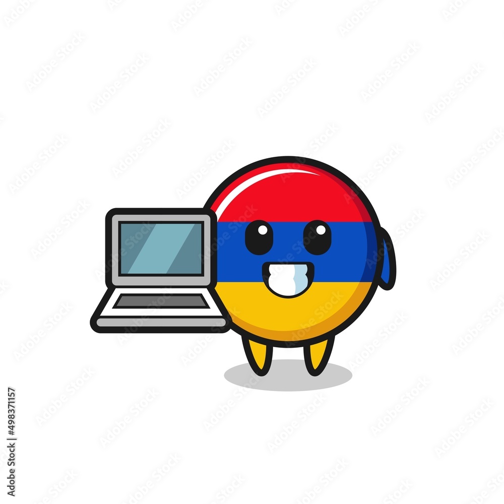 Fototapeta premium Mascot Illustration of armenia flag with a laptop