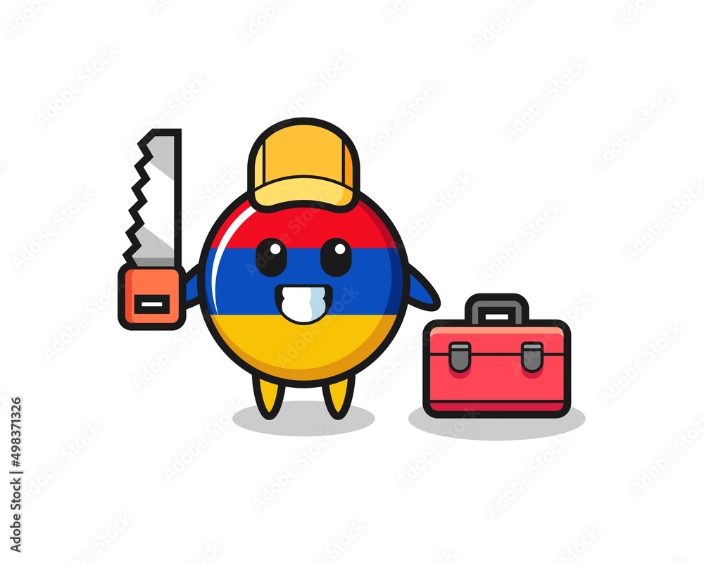 Illustration of armenia flag character as a woodworker
