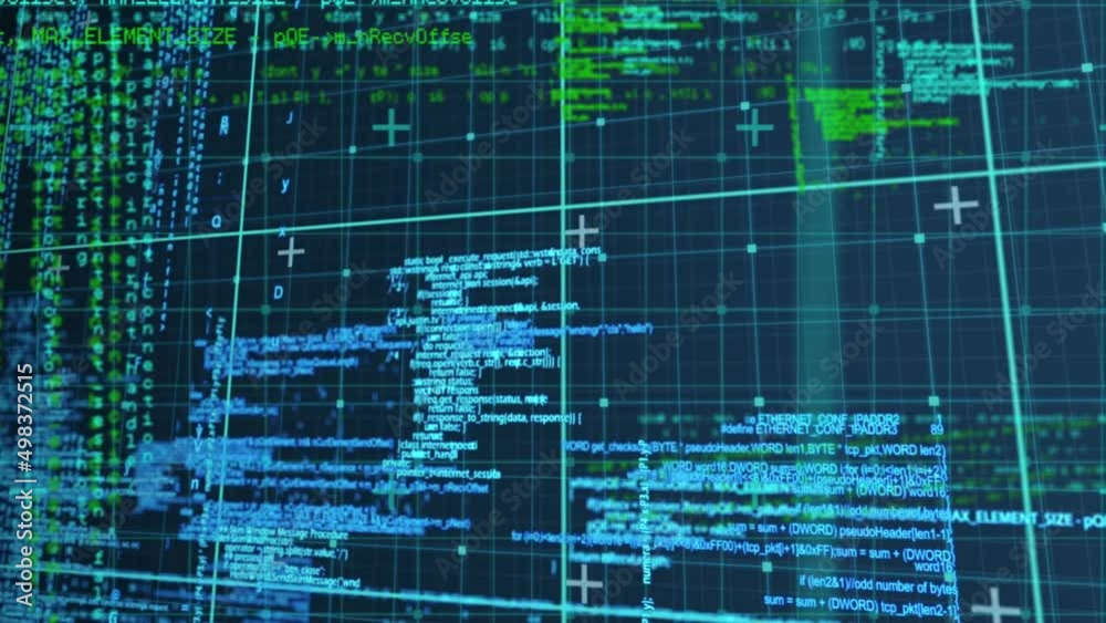 Animation of science data processing over dark background
