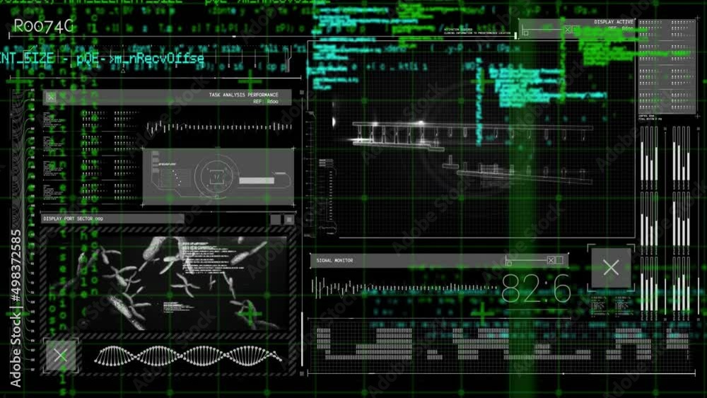 Animation of science data processing on dark background Animation of science data processing on dark background