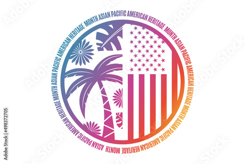 May is Asian Pacific American Heritage Month. Holiday concept. Template for background, banner, card, poster with text inscription. Vector EPS10 illustration. photo