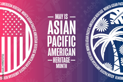 Obraz na płótnie May is Asian Pacific American Heritage Month. Holiday concept. Template for background, banner, card, poster with text inscription. Vector EPS10 illustration. w salonie