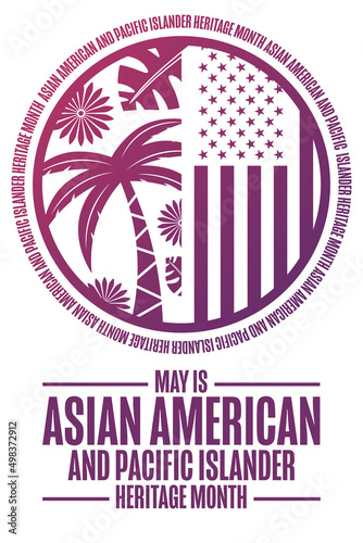 May is Asian American and Pacific Islander Heritage Month. Holiday concept. Template for background, banner, card, poster with text inscription. Vector EPS10 illustration.