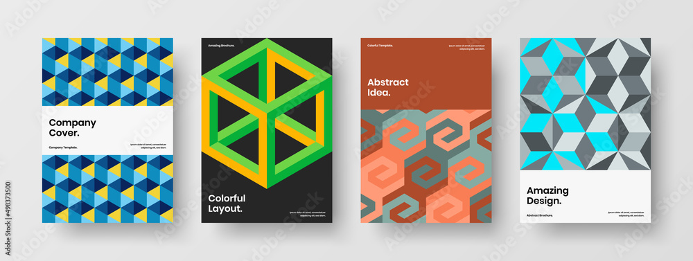 Unique mosaic shapes postcard illustration collection. Abstract company cover A4 design vector template bundle. Unique mosaic shapes postcard illustration collection. Abstract company cover A4 design vector template bundle.