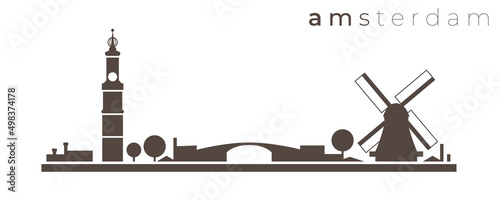 Amsterdam Simple Monochrome Stylish Skyline