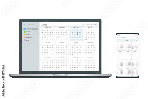 Calendar Planner Organization Management. Digital Electronic Calendar Event Appointment On Screen