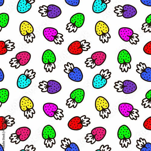 Seamless pattern with multicolored berries on a white background. Vector illustration