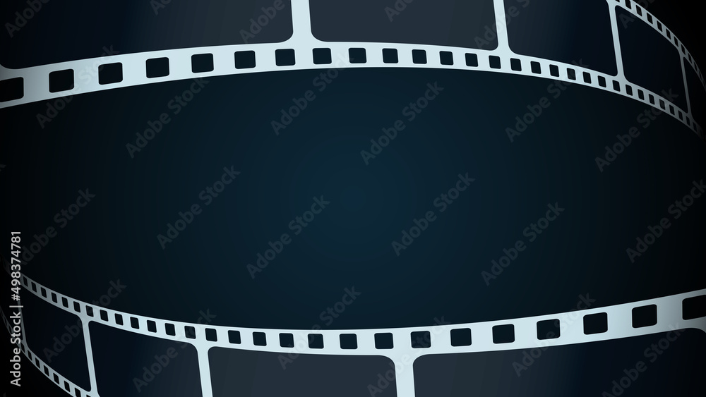 Collection of film strips frame isolated on blue background. Cinema Background. Movie and film cinema festival poster. Design element template can be use for advertising, cover, brochure. Film concept
