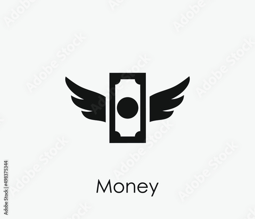 Money fly vector icon. Editable stroke. Symbol in Line Art Style for Design, Presentation, Website or Apps Elements, Logo. Pixel vector graphics - Vector