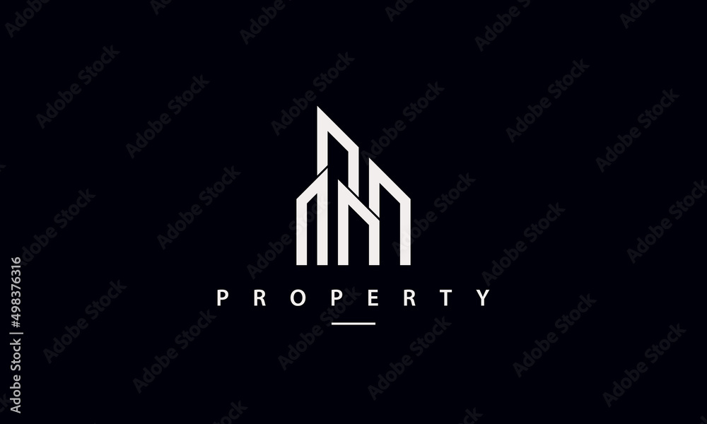 Modern real estate, building, apartment, palace, architecture, construction, skyscrapers, cityscape, residence, property logo design concept.