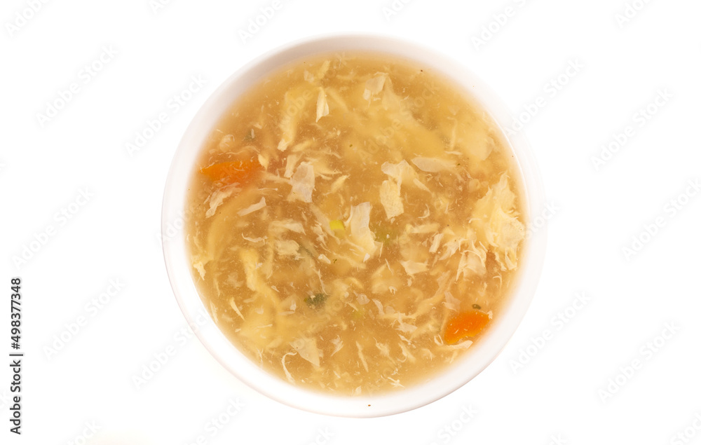 Egg drop soup isolated on a white background Egg drop soup isolated on a white background