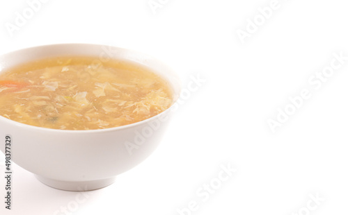 Egg drop soup isolated on a white background