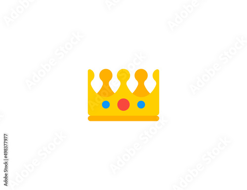 Crown vector flat emoticon. Isolated King illustration. Crown icon