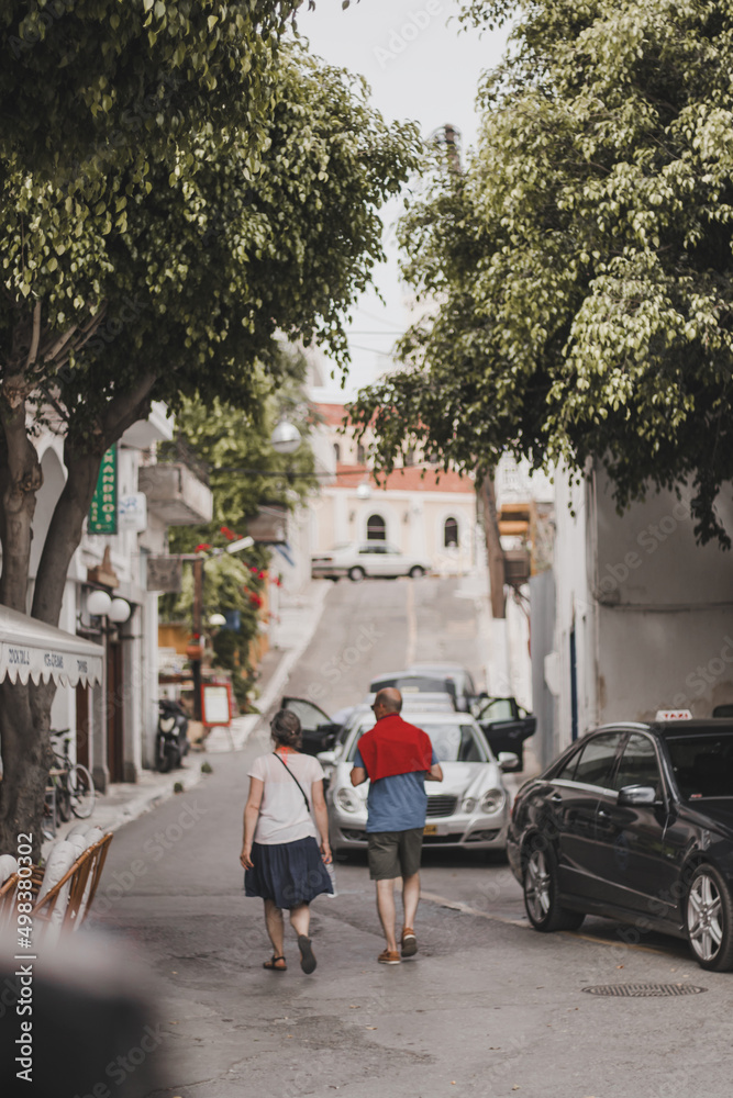 People walking in the city, Agios Nikolaos, Greece