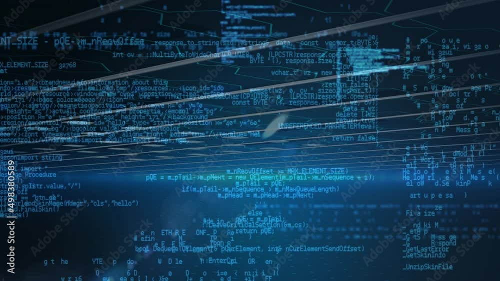 Animation of data processing on blue background Animation of data processing on blue background