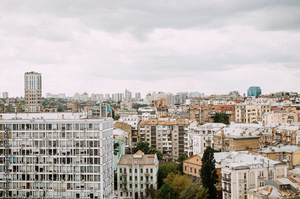 Panoramic view of Kyiv houses in Ukraine