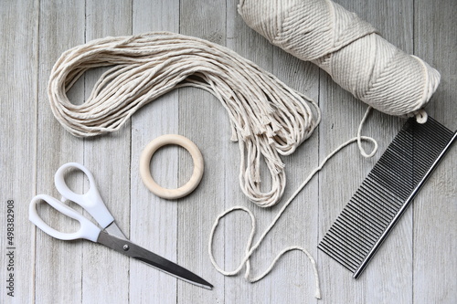 Cotton cord supplies used for macrame crafts