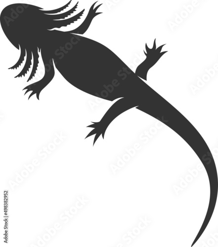 Axolotl Silhouette. Isolated Vector Animal Template for Logo Company  Icon  Symbol etc