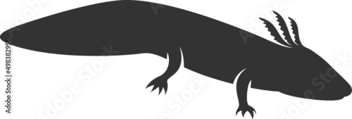 Axolotl Silhouette. Isolated Vector Animal Template for Logo Company, Icon, Symbol etc