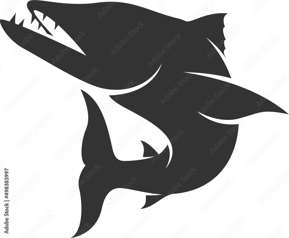Barracuda Silhouette. Isolated Vector Animal Template for Logo Company