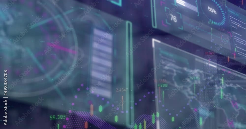 Animation of data processing on blue background Animation of data processing on blue background
