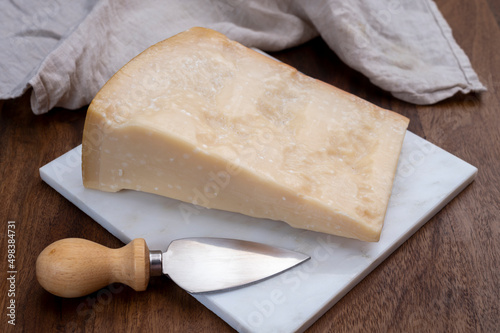 Italian hard parmigiano-reggiano parmesan cheese made from cow milk from Reggio Emilia region