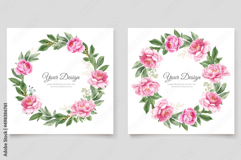 watercolor peonies with beautiful pink invitation card template watercolor peonies with beautiful pink invitation card template