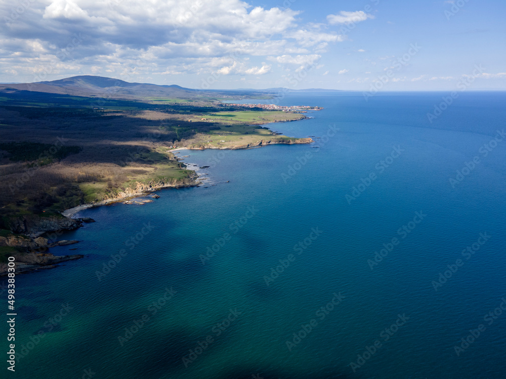 Aerial view of Black sea coastline near village of Sinemorets, Bulgaria