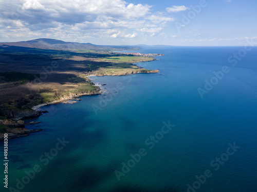 Aerial view of Black sea coastline near village of Sinemorets, Bulgaria