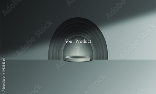 3d background of grey color podium object illustration for product photo of a store, vector design eps 10