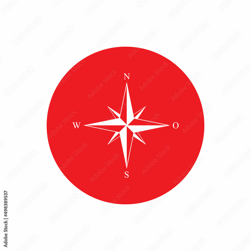 Simple Wind Rose Icon Vector in Circle Shape Simple Wind Rose Icon Vector in Circle Shape