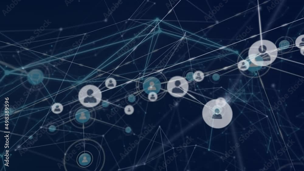 Animation of interconnected growing networks of people icons transferring data Animation of interconnected growing networks of people icons transferring data