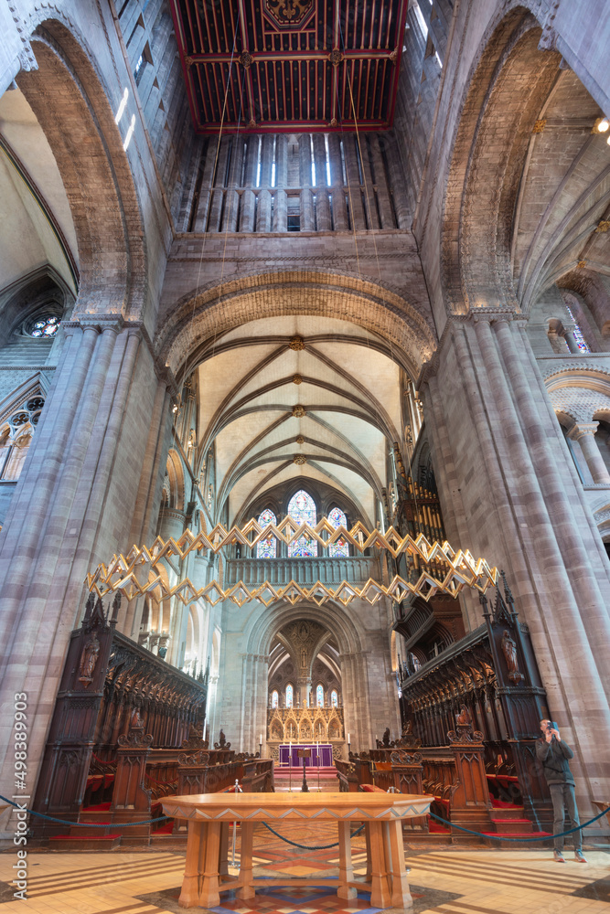 Hereford Cathedral,interior architecture and beautiful vibrant ornaments,Herefordshire,England,United Kingdom.