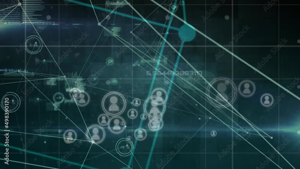 Animation of network of connections with people icons on green background Animation of network of connections with people icons on green background
