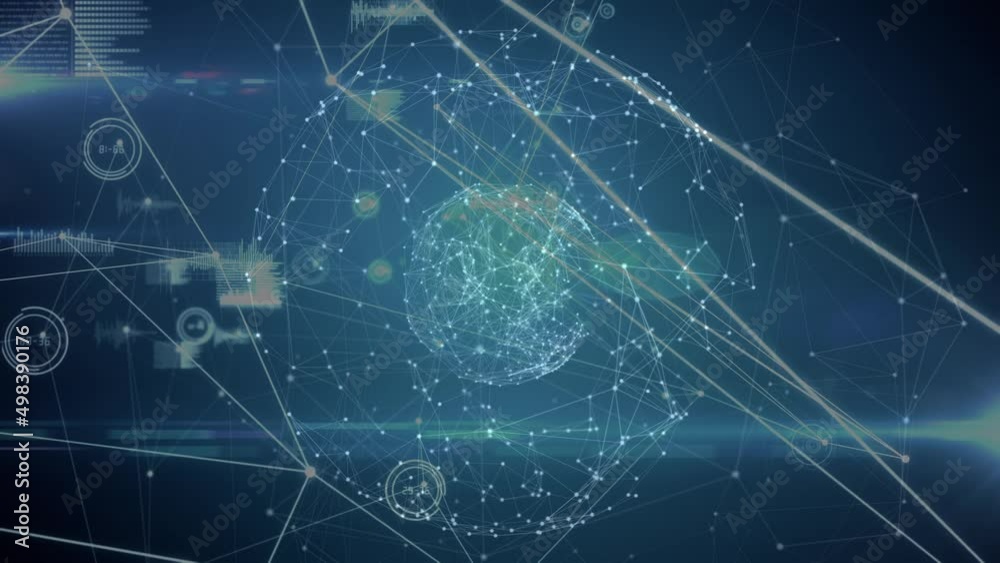 Animation of network of connections on blue background Animation of network of connections on blue background