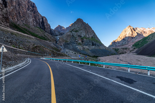 The mountain road of  Duku road in Yining city Xinjiang Uygur Autonomous Region, China. photo