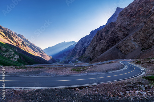 The mountain road of Duku road in Yining city Xinjiang Uygur Autonomous Region, China.