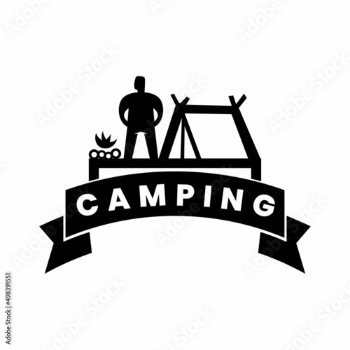 Silhouette camping logo design template