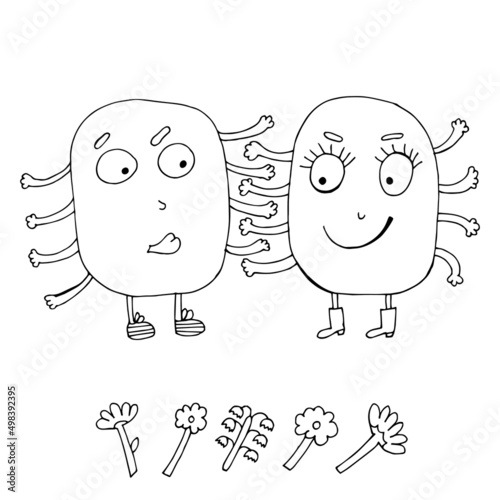 Love monsters. Funny monsters. vector illustration. Comics. Coloring for children and adults. Cartoon.