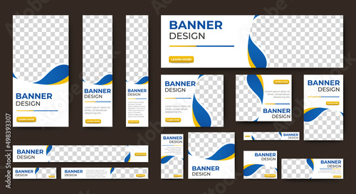 set of creative web banners of standard size with a place for photos. Vertical, horizontal and square template. vector illustration	