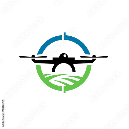Drones for Agriculture logo. The future of Farming and Agriculture concept. Helicopter Irrigation. 