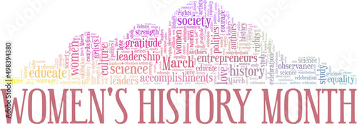 Women's History Month conceptual vector illustration word cloud isolated on white background.