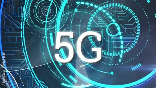 Animation of radar and 5g over integrated circuit in digital space photo