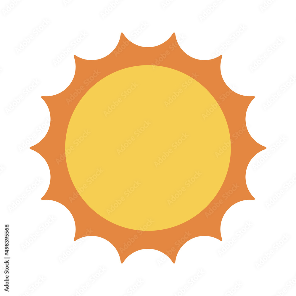Sun icon isolated on white background. Simple flat illustration. Warm summer symbol
